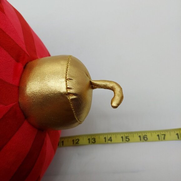 Linzy Christmas Ornament Plush Red Striped Gold Green Holly Smile Face 13" - Picture 9 of 9